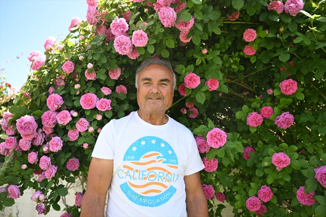 Kayserili gurbetçi memleketine yaptırdığı evin bahçesine 40 çeşit gül dikti